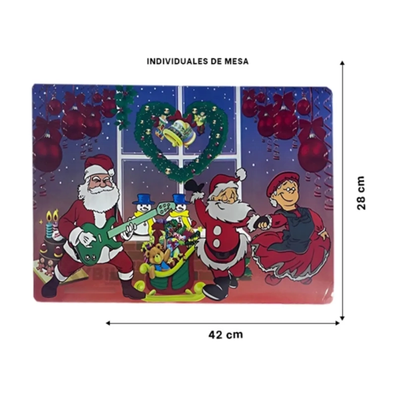 SET 6 INDIVIDUALES Y 6 POSAVASOS NAVIDEÑOS MESA COMEDOR FESTIVO - 2
