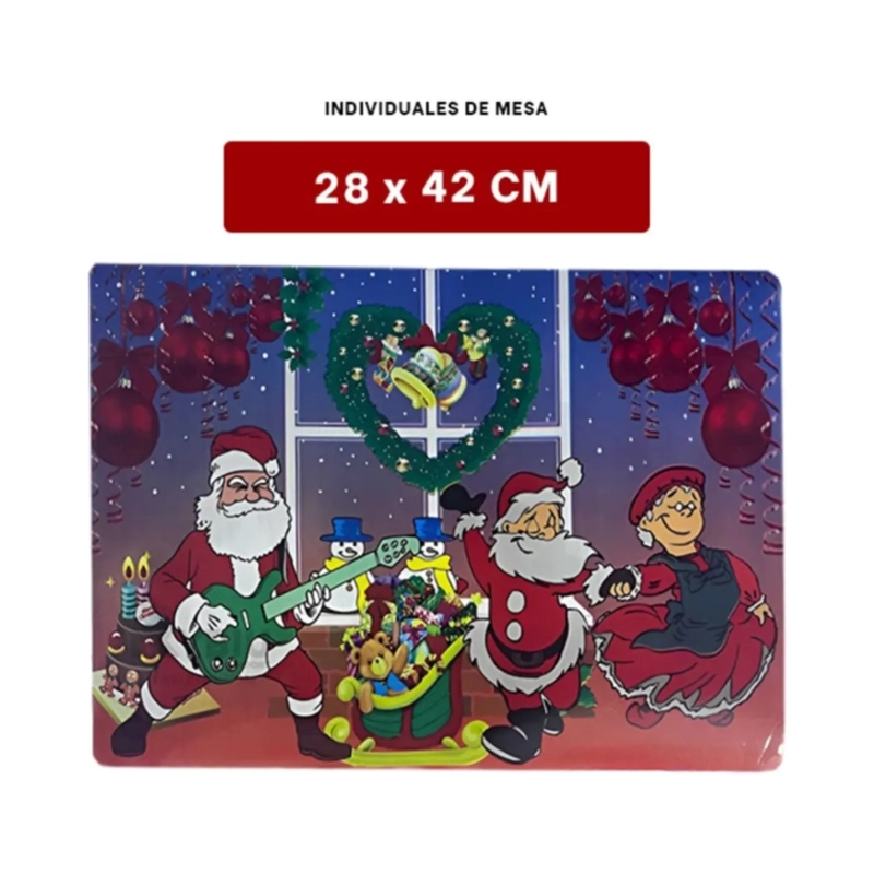 SET 6 INDIVIDUALES Y 6 POSAVASOS NAVIDEÑOS MESA COMEDOR FESTIVO - 3