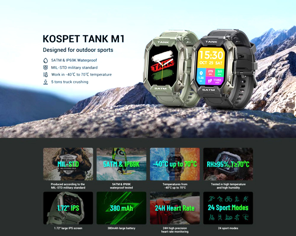 RELOJ INTELIGENTE SMARTWATCH BLUETOOTH KOSPET TANK OUTDOOR - 3