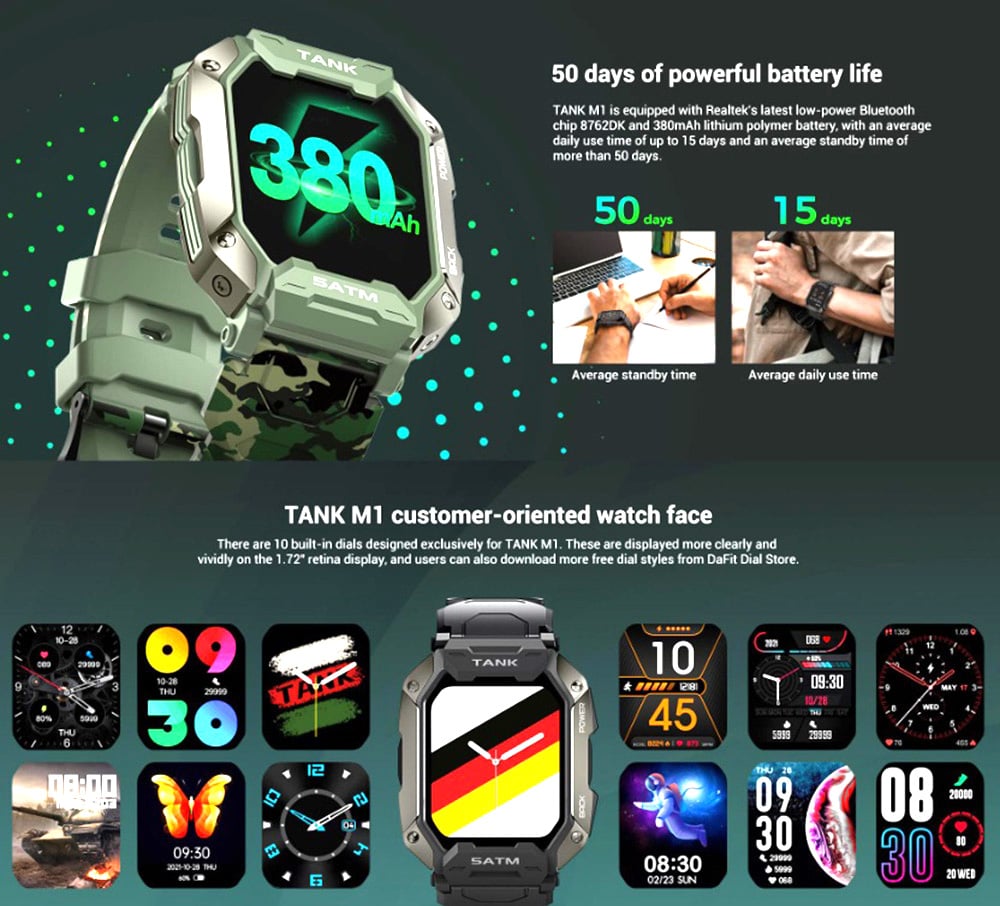 RELOJ INTELIGENTE SMARTWATCH BLUETOOTH KOSPET TANK OUTDOOR - 4