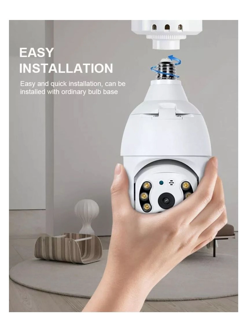 CAMARA DE SEGURIDAD INTELIGENTE WIFI CON VISION PANORAMICA 360° AMPOLLETA DETECCION MOVIMIENTO - 8