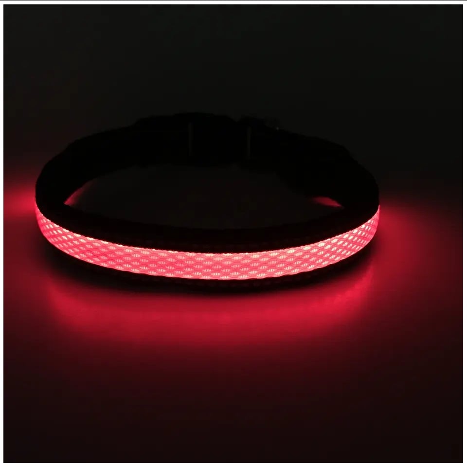GENÉRICO COLLAR PERROS GATOS SEGURIDAD LED RECARGABLE USB 3 MODOS ILUMINACION M