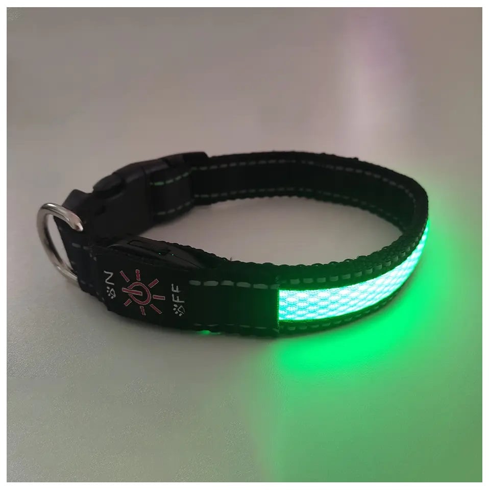 COLLAR PERROS GATOS SEGURIDAD LED RECARGABLE USB 3 MODOS ILUMINACION M - 3