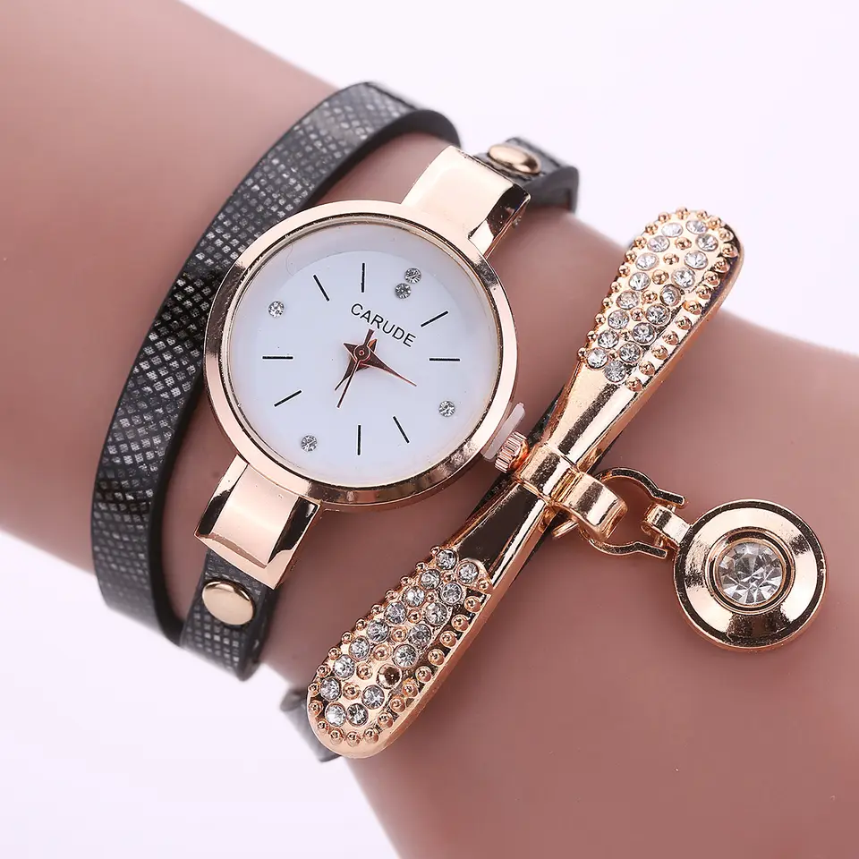 RELOJ MUJER CUARZO LUJO PERSONALIZADO ES CON INCRUSTACIONES Y PULSERA - 3