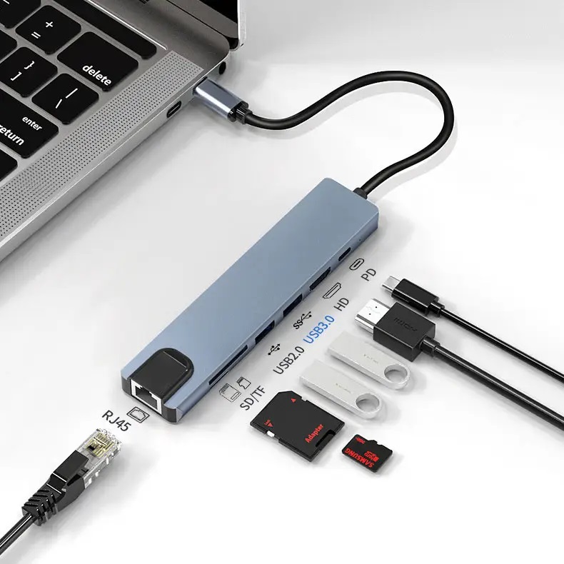 HUB ADAPTADOR USB TIPO C 7 EN 1 PARA MACBOOK Y WINDOWS - 2