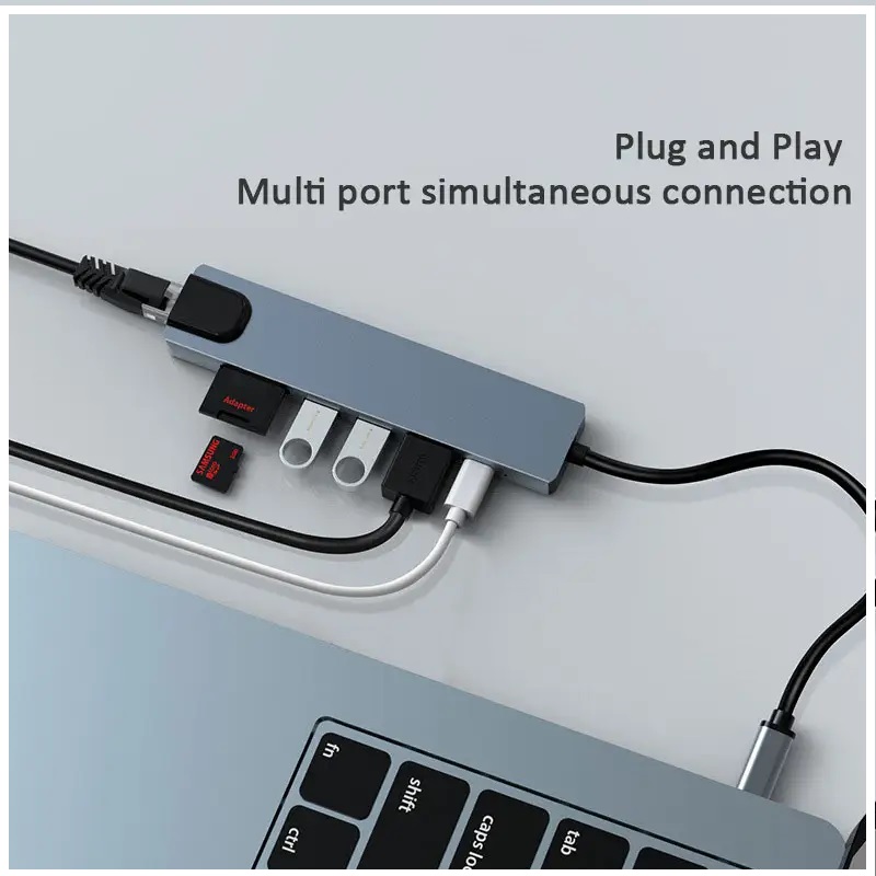 HUB ADAPTADOR USB TIPO C 7 EN 1 PARA MACBOOK Y WINDOWS - 6