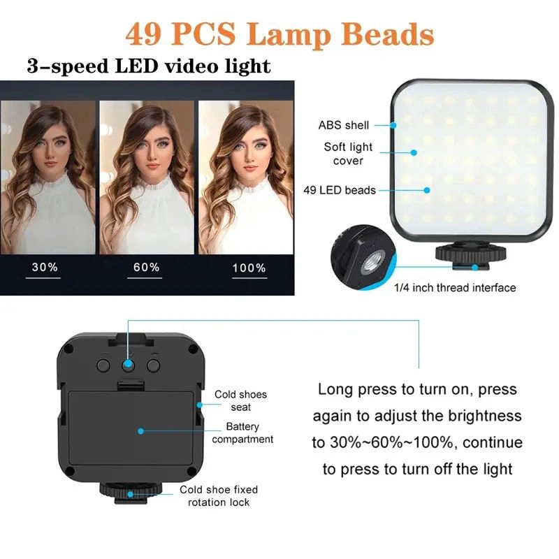 KIT DE GRABACION MICROFONO LUZ LED SOPORTE CONTROL REMOTO TRIPODE - 4