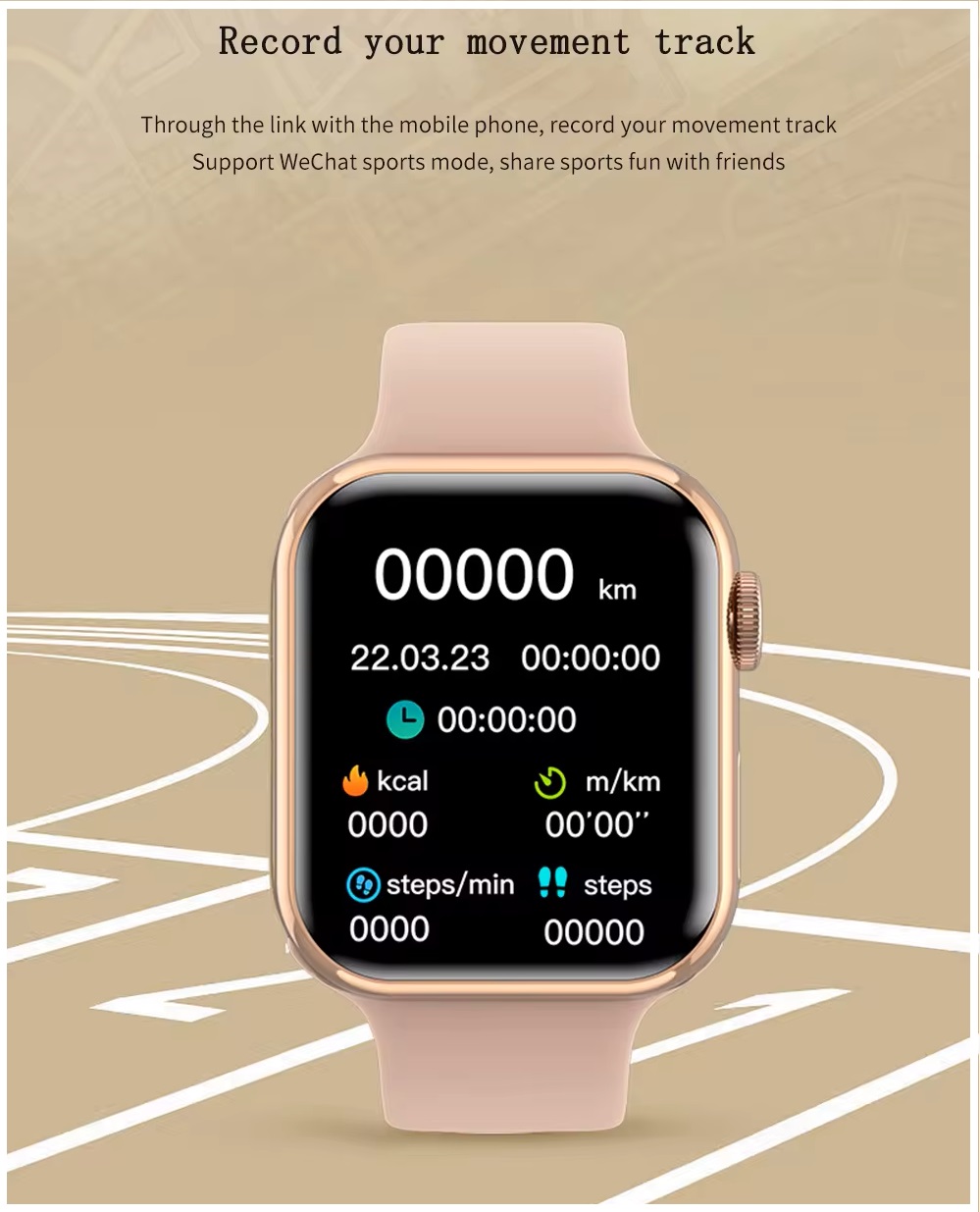 SMARTWATCH IW9 MINI ROSADO BLUETOOTH 50 MONITOREO INTEGRAL SALUD - 3