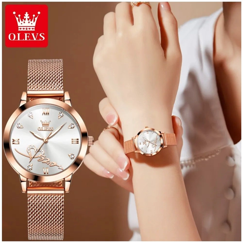RELOJ DE MUJER DISEÑO ELEGANTE FEMENINO DE CUARZO ROSA DORADO - 4
