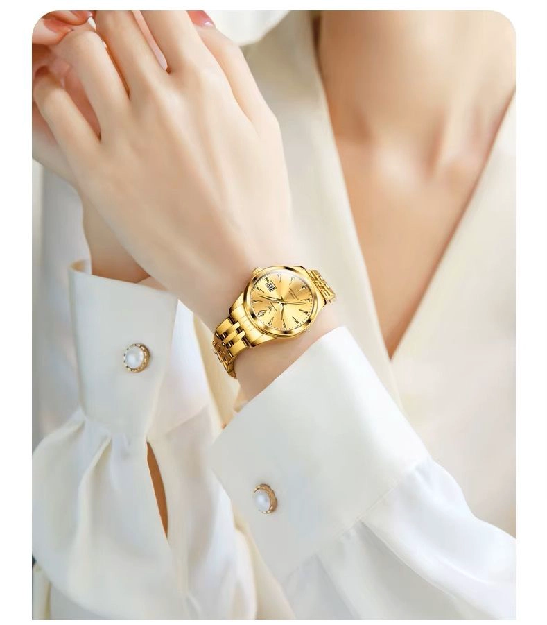 RELOJ DE LUJO DORADO PARA MUJER CON ACABADO DORADO BRILLANTE ALTA GAMA - 1