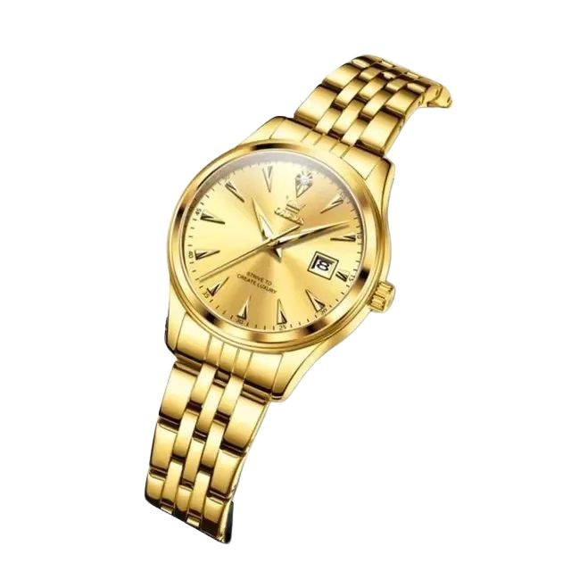 RELOJ DE LUJO DORADO PARA MUJER CON ACABADO DORADO BRILLANTE ALTA GAMA - 2