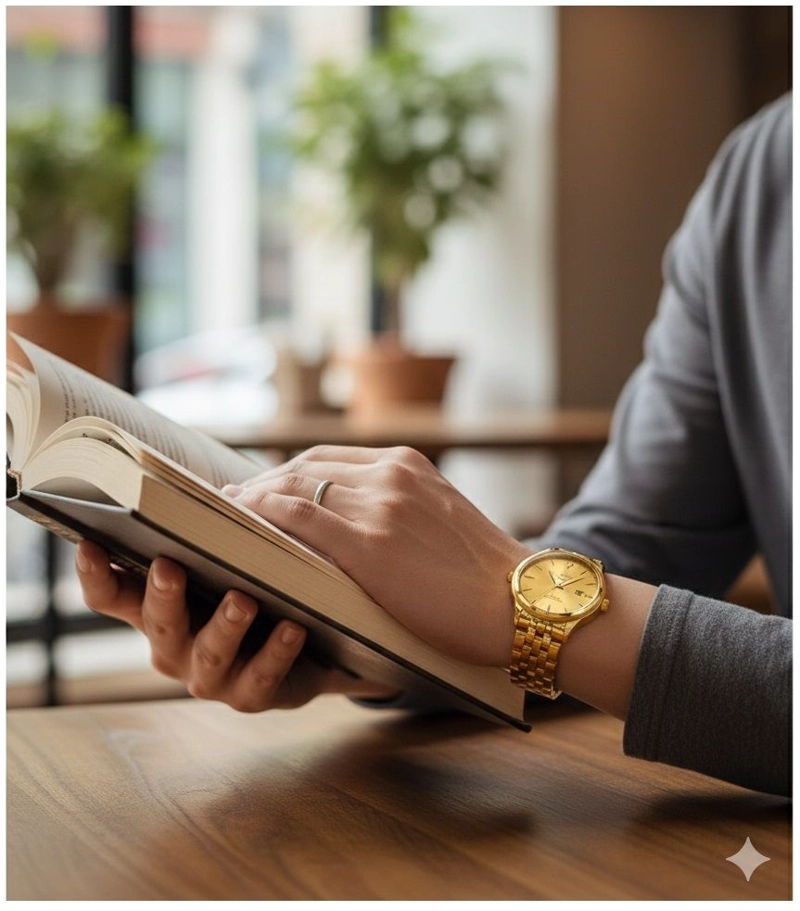 RELOJ DE LUJO DORADO PARA MUJER CON ACABADO DORADO BRILLANTE ALTA GAMA - 6