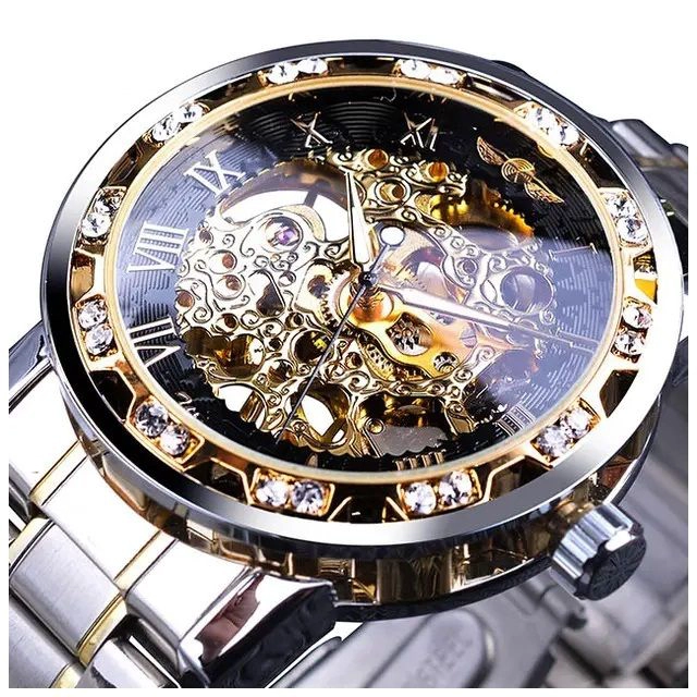 RELOJ MECANICO AUTOMATICO DE LUJO CORREA ACERO INOXIDABLE CRISTAL - 2