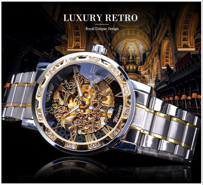 RELOJ MECANICO AUTOMATICO DE LUJO CORREA ACERO INOXIDABLE CRISTAL - 4
