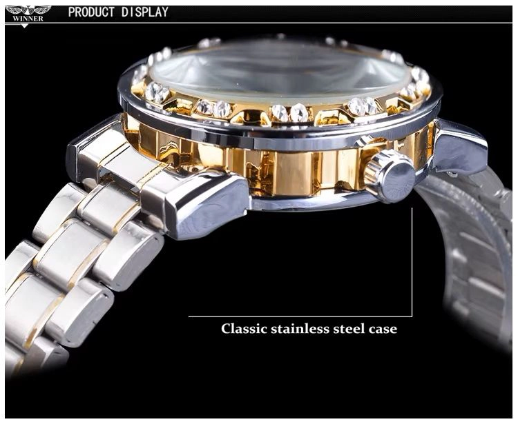 RELOJ MECANICO AUTOMATICO DE LUJO CORREA ACERO INOXIDABLE CRISTAL - 5