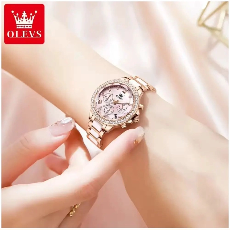 RELOJ FEMENINO DE ACERO INOXIDABLE CRISTAL DE CORTE DIAMANTE - 1