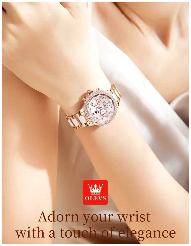 RELOJ FEMENINO DE ACERO INOXIDABLE CRISTAL DE CORTE DIAMANTE - 6