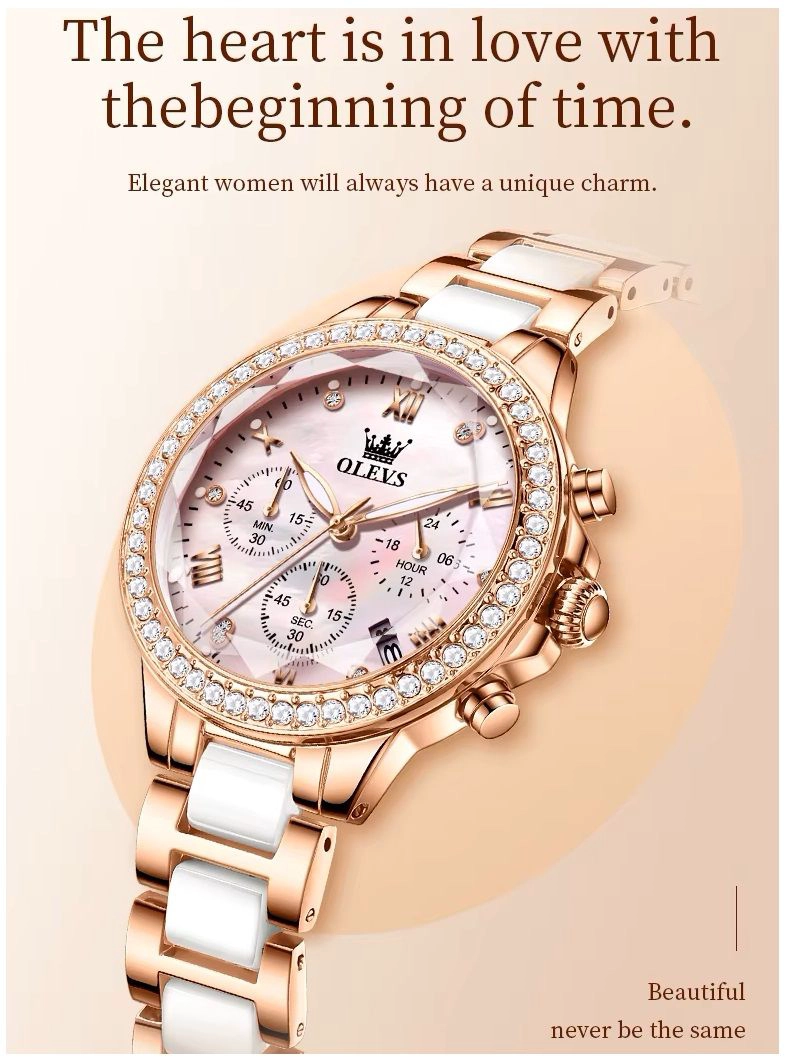RELOJ FEMENINO DE ACERO INOXIDABLE CRISTAL DE CORTE DIAMANTE - 8