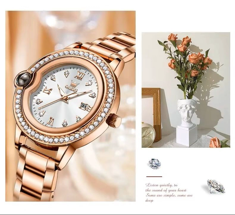 RELOJ DE PULSERA DE LUJO PARA MUJER CON INCRUSTACIONES BRILLANTES - 4