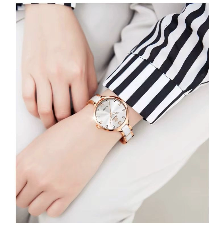 RELOJ DE MUJER ELEGANTE DE CUARZO CORREA DE CERAMICA ACERO INOXIDABLE - 4