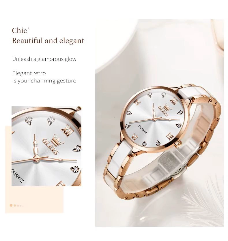 RELOJ DE MUJER ELEGANTE DE CUARZO CORREA DE CERAMICA ACERO INOXIDABLE - 6