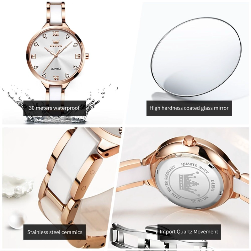 RELOJ DE MUJER ELEGANTE DE CUARZO CORREA DE CERAMICA ACERO INOXIDABLE - 8