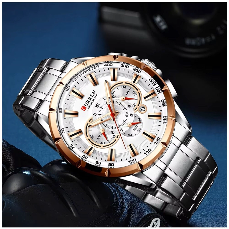 RELOJ CRONOGRAFO PARA HOMBRE DEPORTIVO CASUAL EN ACERO INOXIDABLE - 7