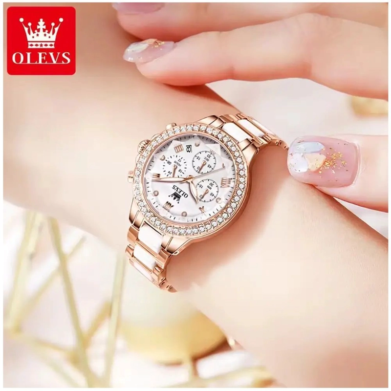 RELOJ DE MUJER MULTIFUNCIONAL CORREA DE ACERO INOXIDABLE CON CERAMICA - 4