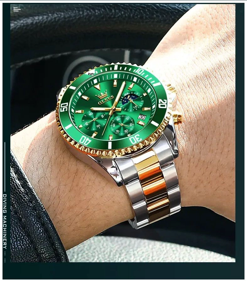 RELOJ CRONOGRAFO DEPORTIVO DE LUJO PARA HOMBRE ACERO INOXIDABLE - 1