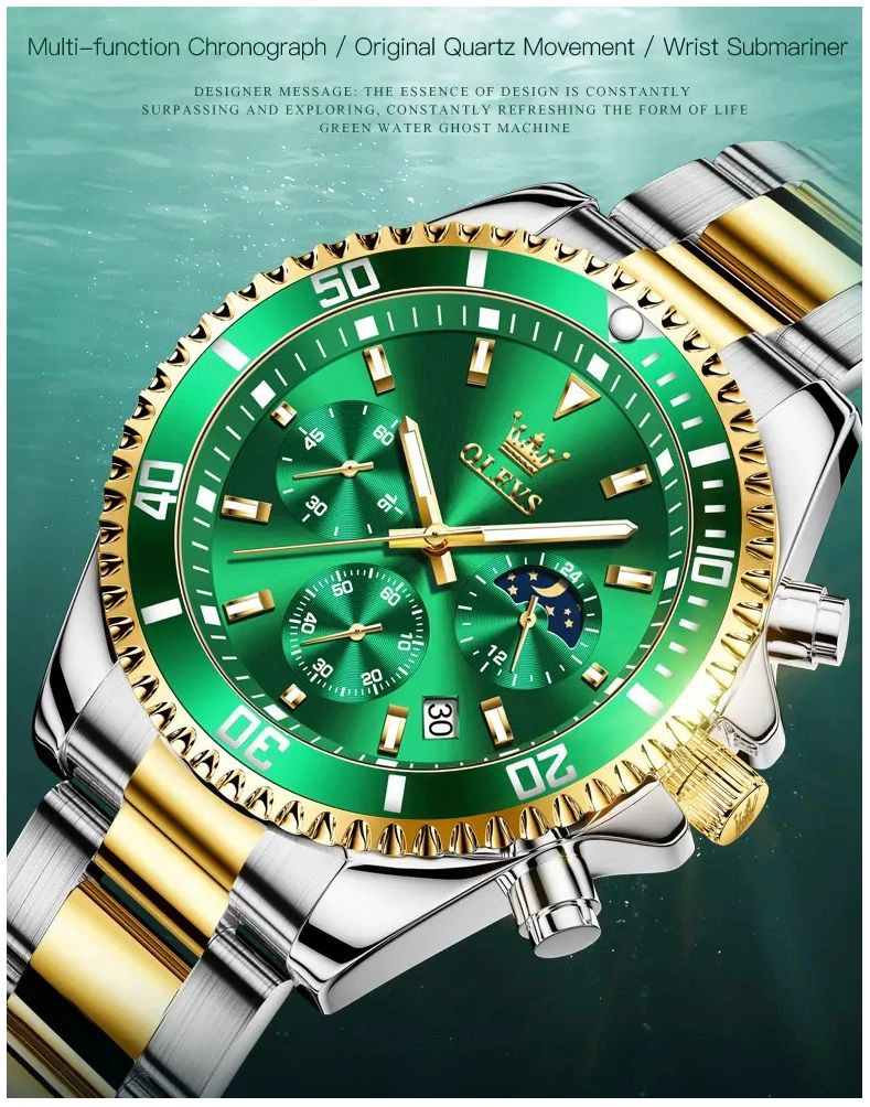 RELOJ CRONOGRAFO DEPORTIVO DE LUJO PARA HOMBRE ACERO INOXIDABLE - 3