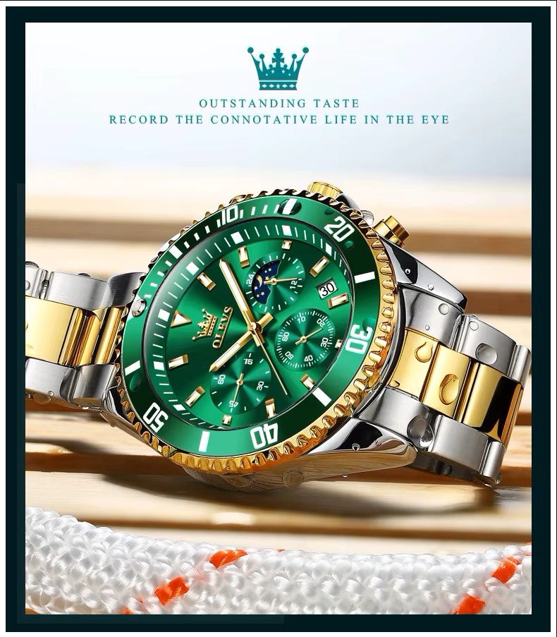 RELOJ CRONOGRAFO DEPORTIVO DE LUJO PARA HOMBRE ACERO INOXIDABLE - 5