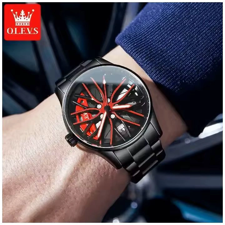 RELOJ DEPORTIVO DISEÑO EXCLUSIVO LLANTA DE COCHE GIRATORIA ESFERA 3D - 2