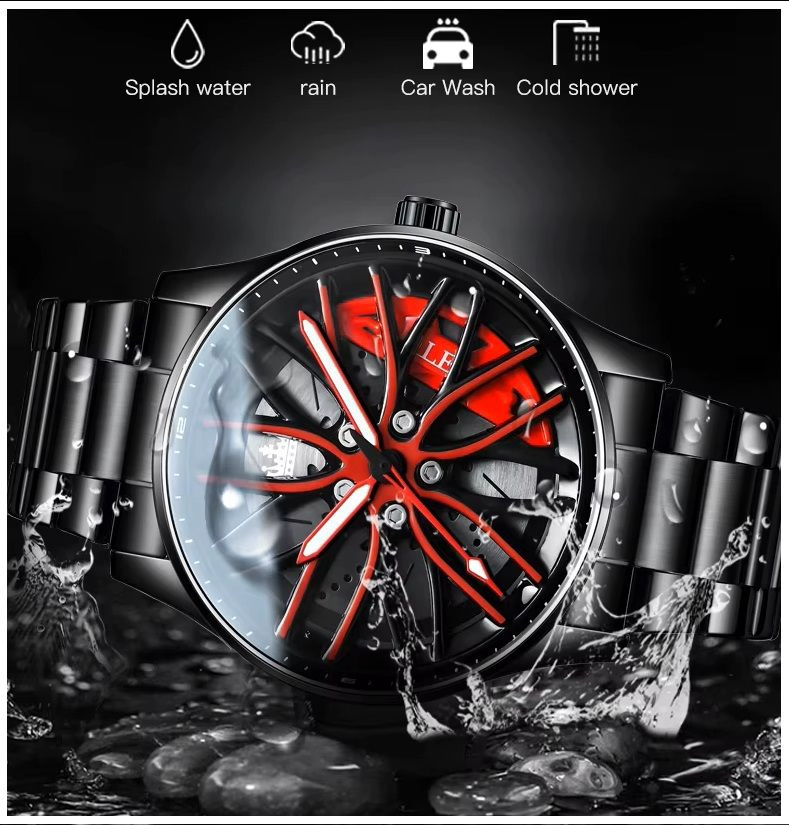 RELOJ DEPORTIVO DISEÑO EXCLUSIVO LLANTA DE COCHE GIRATORIA ESFERA 3D - 4
