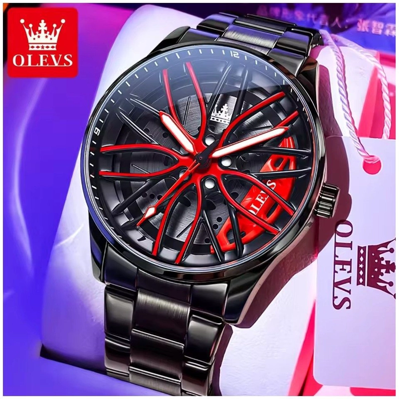 RELOJ DEPORTIVO DISEÑO EXCLUSIVO LLANTA DE COCHE GIRATORIA ESFERA 3D - 6