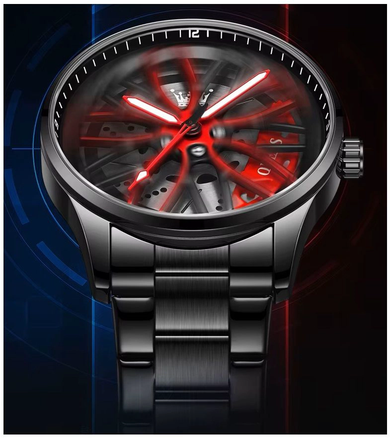 RELOJ DEPORTIVO DISEÑO EXCLUSIVO LLANTA DE COCHE GIRATORIA ESFERA 3D - 8
