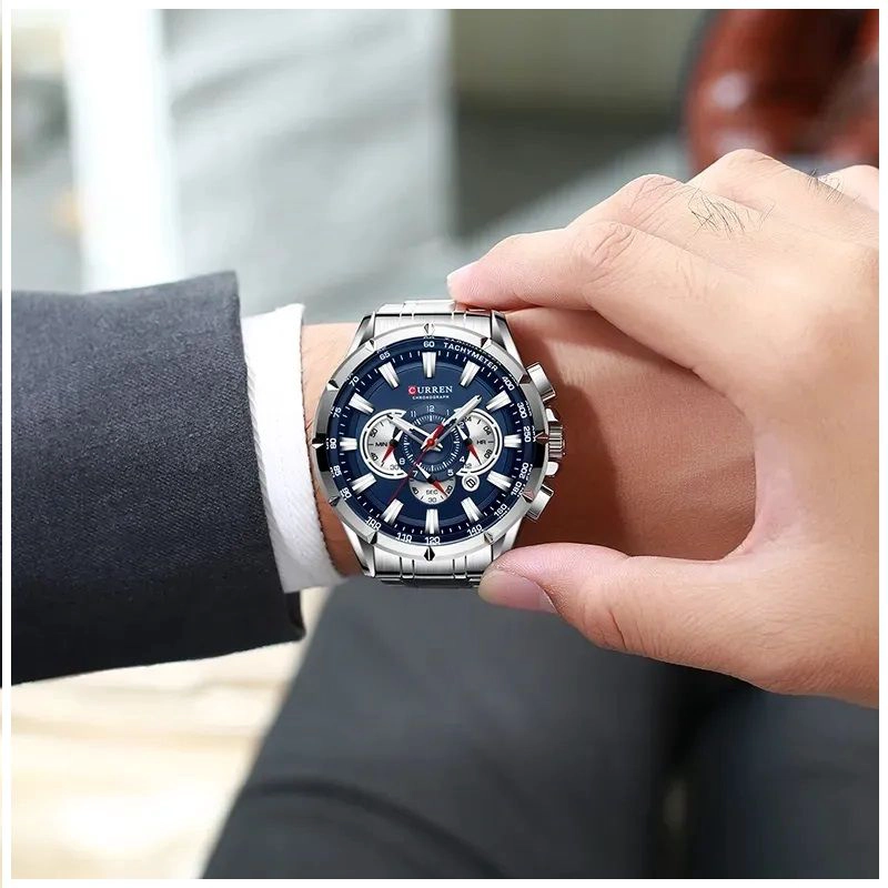 RELOJ CRONOGRAFO PARA HOMBRE DEPORTIVO CASUAL EN ACERO INOXIDABLE - 1