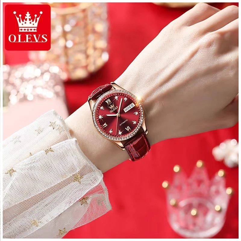 RELOJ DE LUJO ELEGANTE PARA MUJER CON CORREA DE CUERO Y CRISTALES - 1