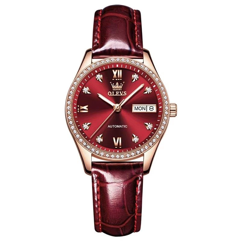 RELOJ DE LUJO ELEGANTE PARA MUJER CON CORREA DE CUERO Y CRISTALES - 4