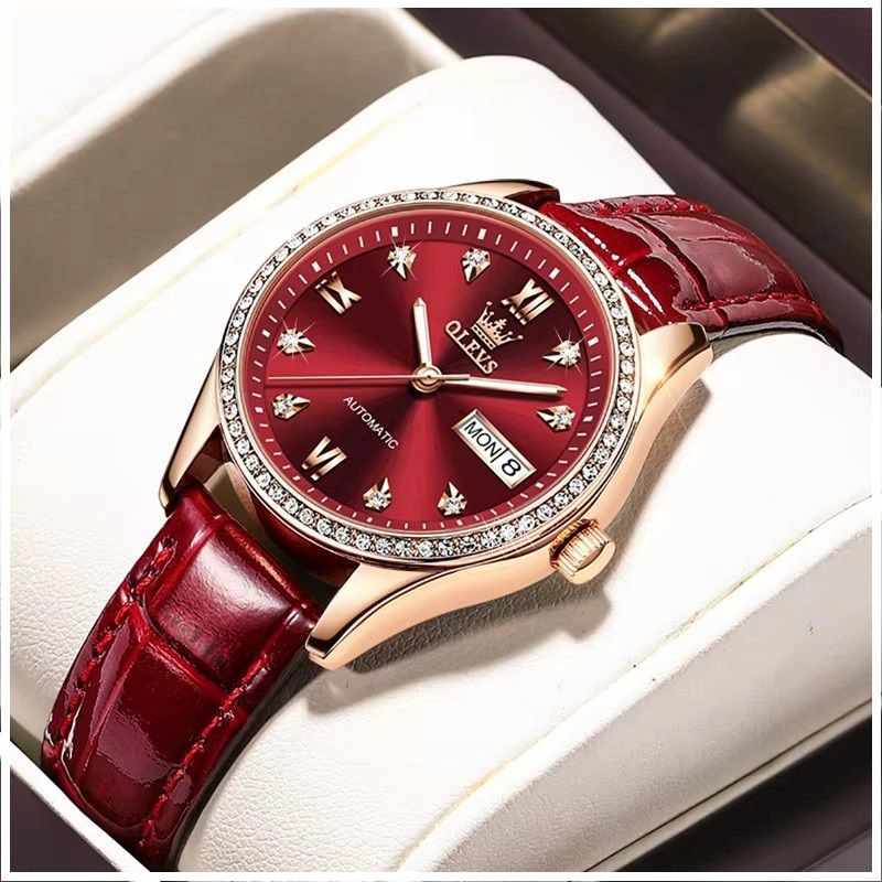 RELOJ DE LUJO ELEGANTE PARA MUJER CON CORREA DE CUERO Y CRISTALES - 5