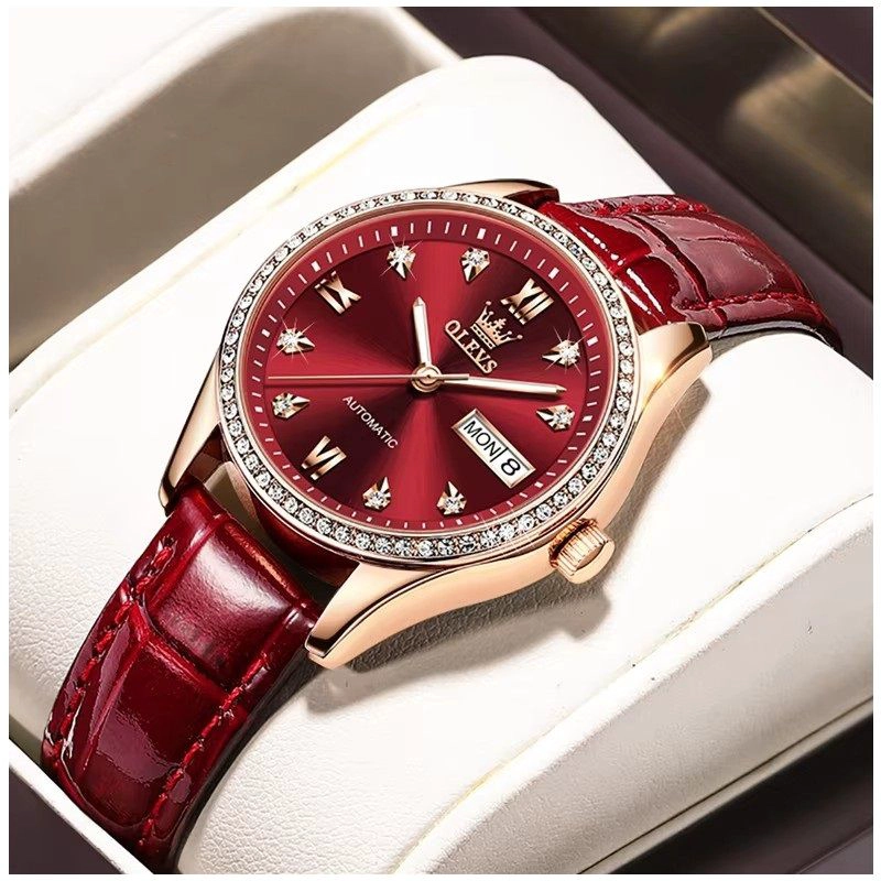 RELOJ DE LUJO ELEGANTE PARA MUJER CON CORREA DE CUERO Y CRISTALES - 6