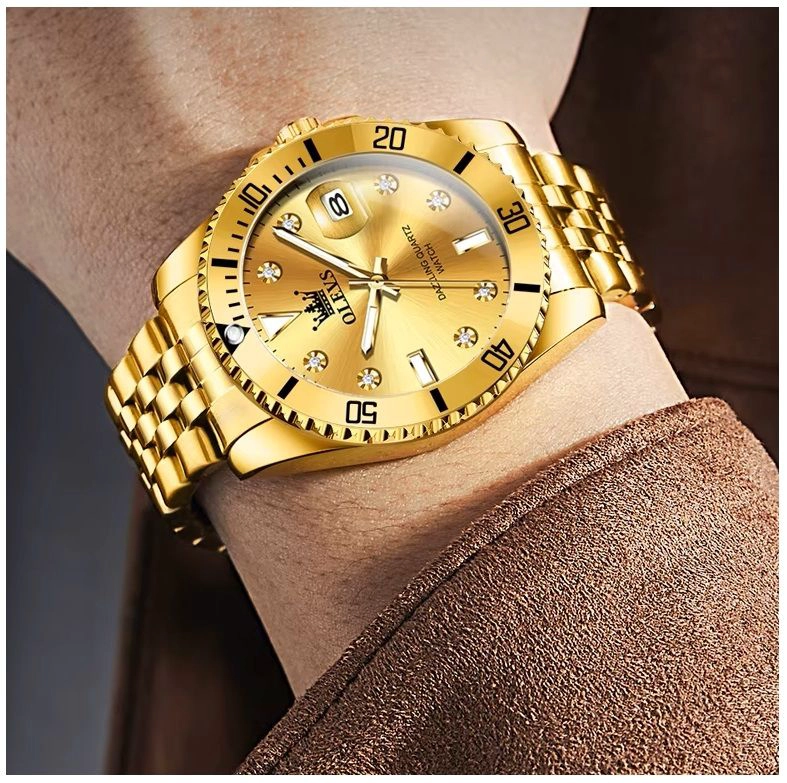 RELOJ DE PULSERA DORADO PARA HOMBRE DISEÑO DEPORTIVO DE LUJO - 1