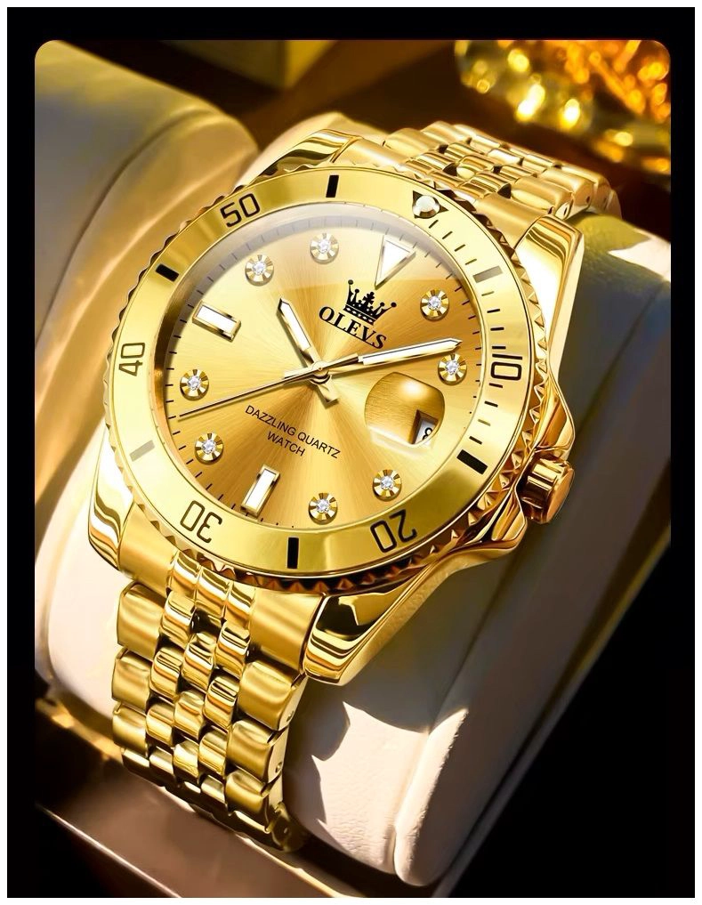 RELOJ DE PULSERA DORADO PARA HOMBRE DISEÑO DEPORTIVO DE LUJO - 3