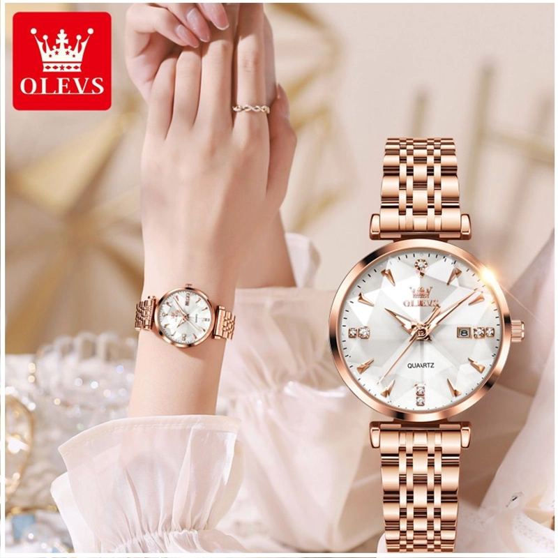 RELOJ DE LUJO PARA MUJER CON ESFERA BLANCA CLASICA PULIDA CRISTALES - 2
