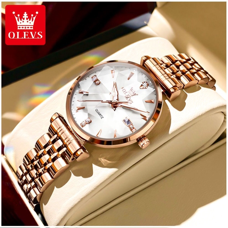 RELOJ DE LUJO PARA MUJER CON ESFERA BLANCA CLASICA PULIDA CRISTALES - 3