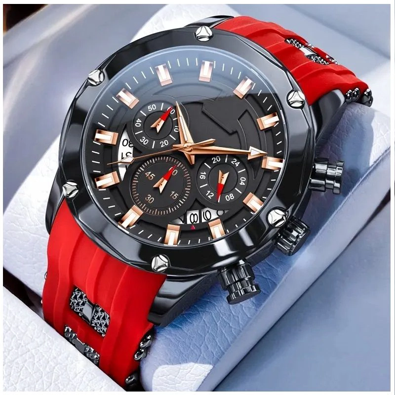 RELOJ QUARTZ DEPORTIVO DE LUJO PARA HOMBRE CRONOGRAFO CON CALENDARIO - 6