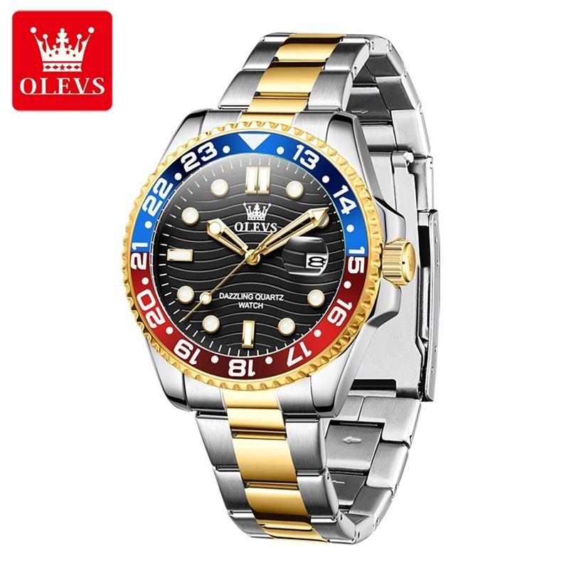 RELOJ DE PULSERA HOMBRE DEPORTIVO Y DE LUJO BISEL ROJO Y AZUL - 5
