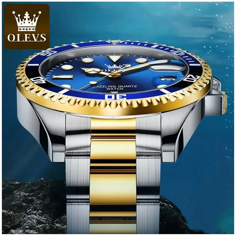 RELOJ PARA HOMBRE DE LUJO OLEVS ACERO INOXIDABLE CALENDARIO 30M - 4