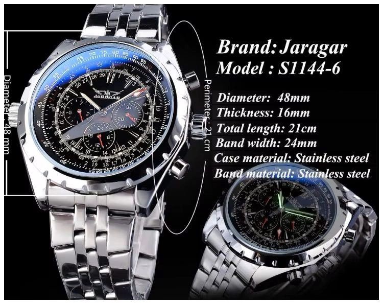 RELOJ AUTOMATICO DEPORTIVO PARA HOMBRE CRONOGRAFO RESISTENCIA AL AGUA - 6
