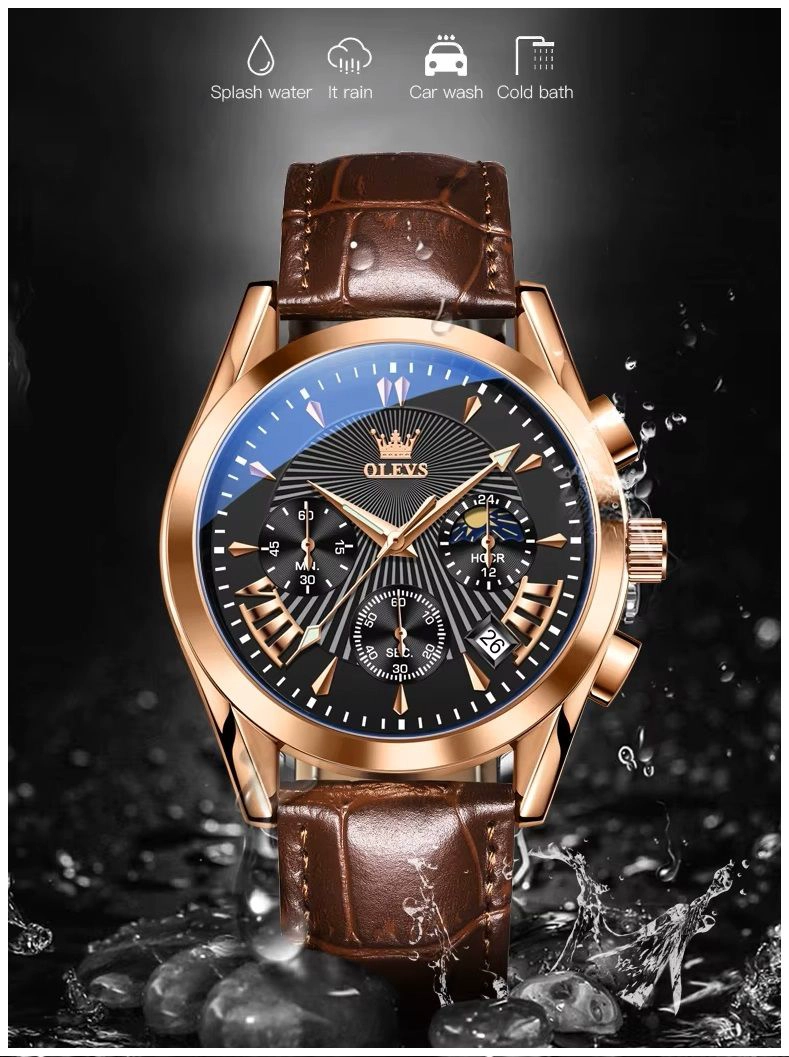 RELOJ CRONOGRAFO DE LUJO PARA HOMBRE CORREA CUERO TEXTURIZADA - 8