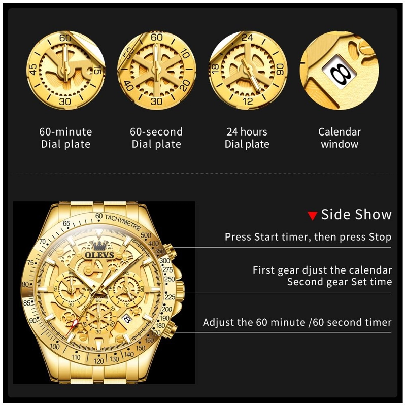 RELOJ DE PULSERA HOMBRE ELEGANTE CLASICO DE LUJO ACERO INOXIDABLE - 6